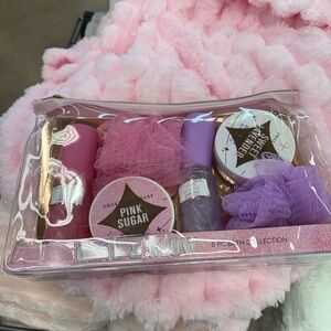 Pink Cosmetic Bag with Clear Accents